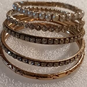 Gold and Silver Crystal Bangle Bracelets